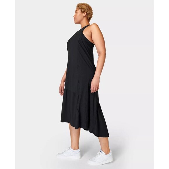 NWT Sweaty Betty Explorer Ace Midi Dress Black Size Large - Picture 2 of 14